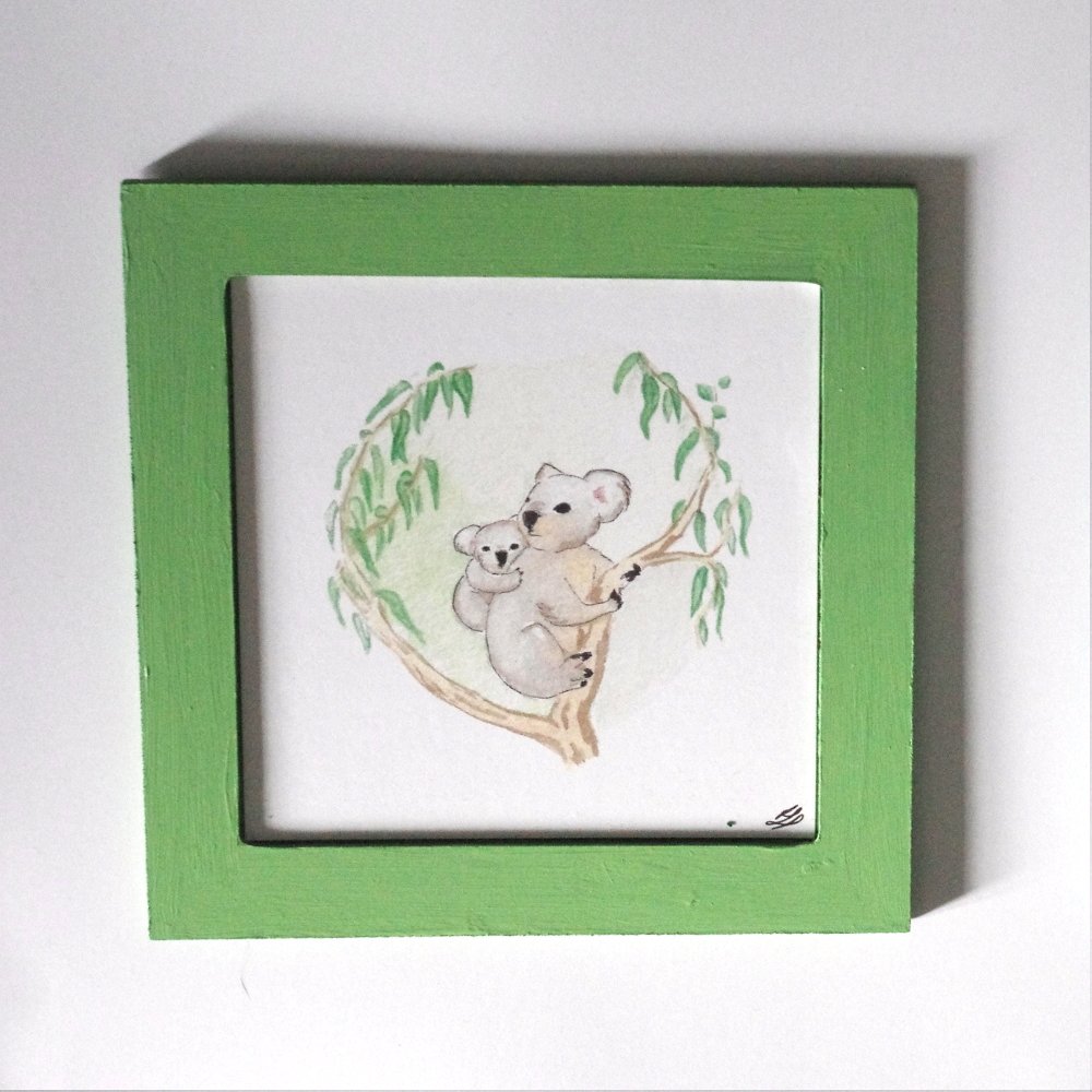 Cadre Carton Aquarelle Duo Maman Bebe Koala Un Grand Marche