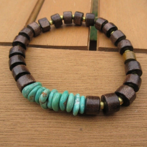 Un prix sympathique pour ce bracelet chic unisexe : véritables 100 % naturelles perles turquoise heishi de l' arizona  !!!