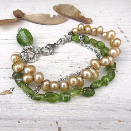 De vent & de lumière !!!!! : un bracelet romantique en péridot , perles fines ...
