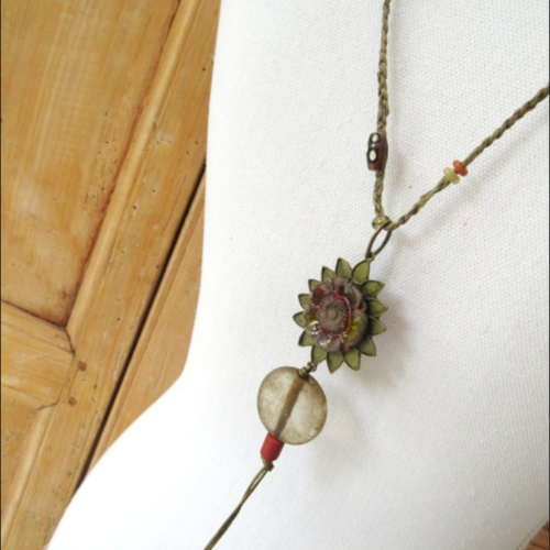 L'or mélancolique : pour ce collier gipsy chic hippie avec céramique artisanale ....