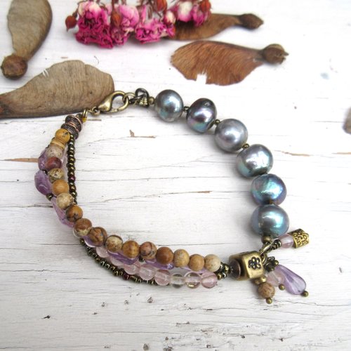 Troubadours du printemps: un bracelet romantique, poétique avec perles fines .....