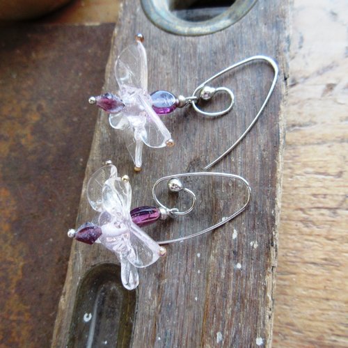 Tutus de verre : des boucles d'oreille gracieuses aériennes avec perles artisanales lampwork !!