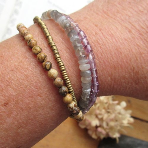 Un doux moment !!!!!!" : pierres fines pour ce bracelet romantique 4 rangs ....