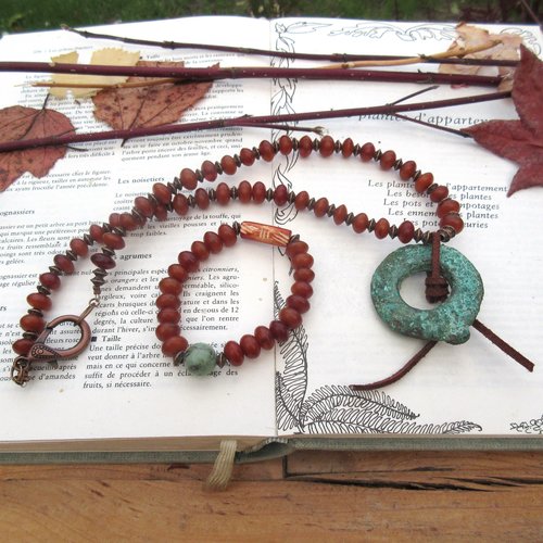 Chemin d'epices : une parure tribale, ethnique,  collier et bracelet avec talisman cuivre ancien du mali ...