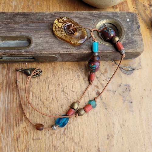 Un collier ethnique , nomade et boho chic avec perle en verre murano !!!! : "mouvances de l'esprit"