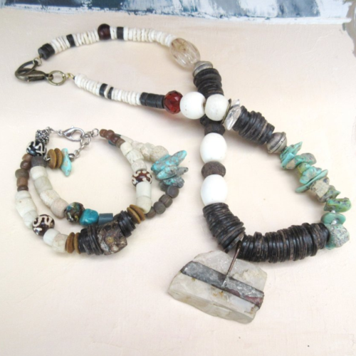 Brume de lumière !!!! : une parure intemporelle : collier et bracelet ethniques, boho chics ...