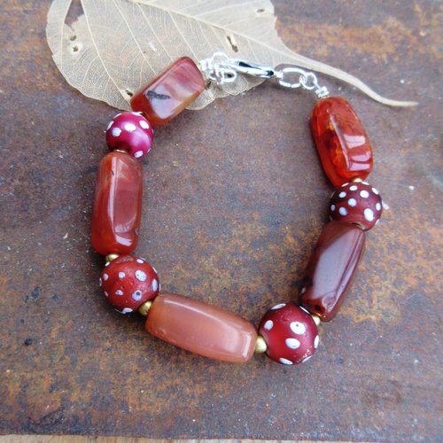 Un bracelet tribal boho chic avec perles ancienne cornaline pour dames ou messieurs !!!!!: "moment présent"
