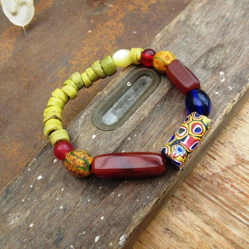 Chemins d' afrique ..: un bracelet ethnique tribal et unisexe avec anciennes perles d'hébron