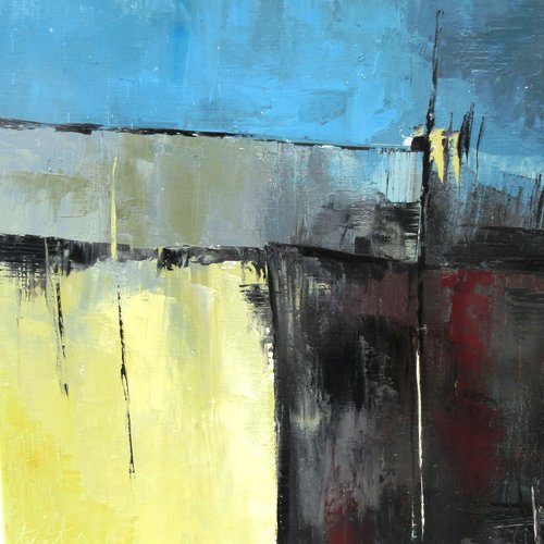 Peinture abstrait lyrique -huile au couteau sur toile de lin sur châssis ..... abstrait de racines : "couleurs du vent"