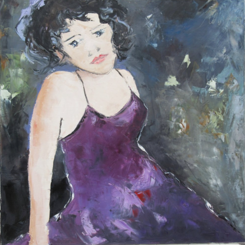 Danse avec les couleurs : peinture figurative personnage - peinture à l'huile au couteau sur toile de lin sur châssis...