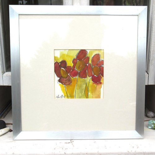 Peinture gouache "fleurs du jardin" sur papier canson... : "du soleil dans les coeurs"