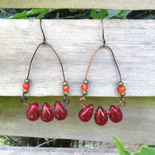 Des boucles d'oreille hippies sur structures en cuivre style créoles !!! : "lumière d'itinéraires"