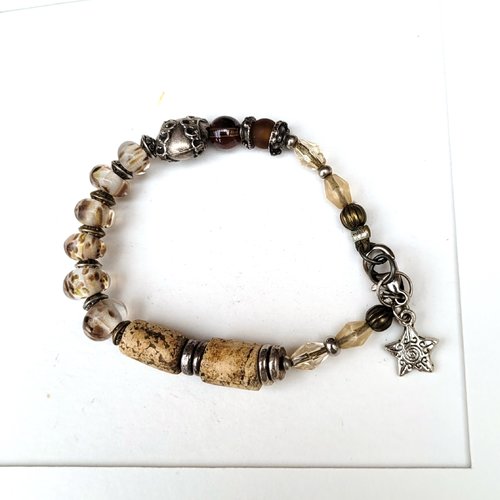 Un bracelet boho, citadin, tribal et chic avec tubes antiques africains en granite du mali ..: "un temps pour soi !!!!"