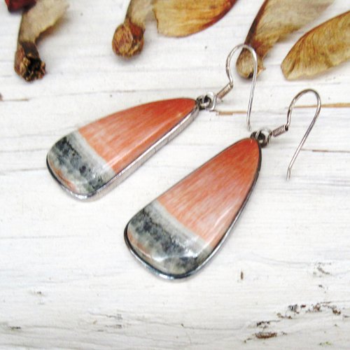 Des boucles d'oreille tribales avec superbes rares cabochons en célestobaryte et argent 925 : "horizons d'avenir"