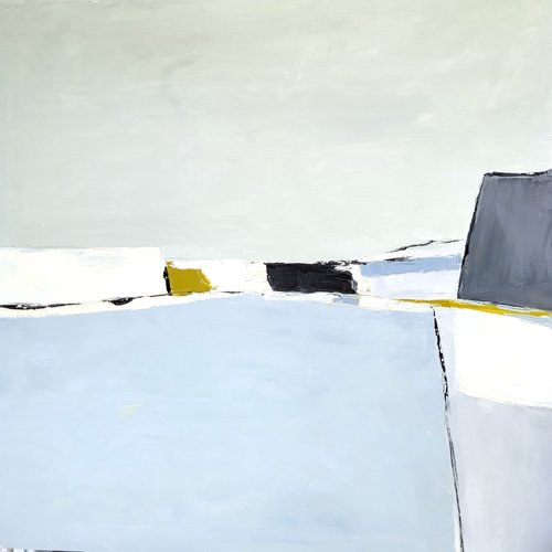 Peinture originale marine - paysage abstrait- huile au couteau sur toile de lin .... : "les bruits du silence"