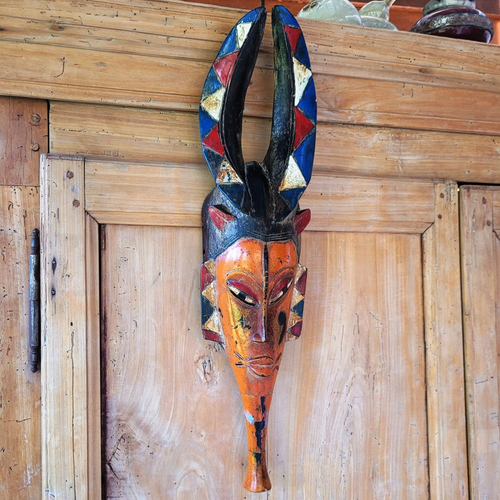 Art africain : masque congo africain antique; sculpture en bois vintage