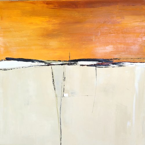 Peinture huile au couteau sur toile de lin sur châssis: ..... abstrait de racines : "brosses des sables"