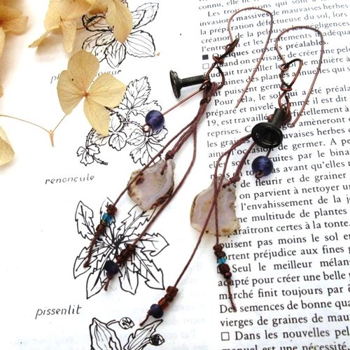 Imaginaire poétique .... :boucles d'oreille bohèmes hippies avec géodes tabasco ...