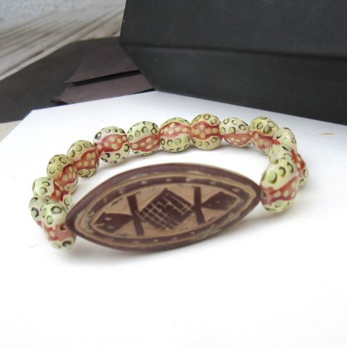 Un bracelet boho chic élégant et unisexe avec perles en verre peintes à la main ... : "messages cachés "