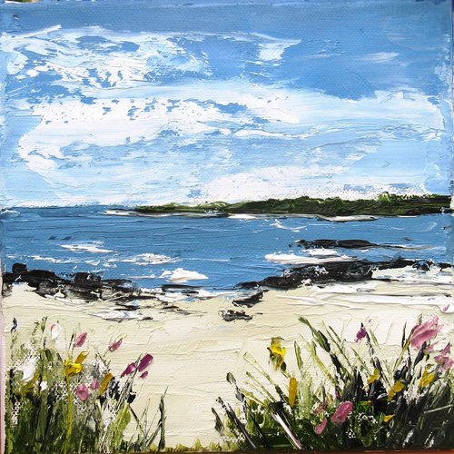 Marine, la côte du nord, peinture figurative, peinture à l'huile sur toile sur châssis: "mouvances de lumières"