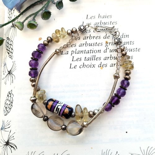 Un bracelet poétique, double rangs, unisexe pour les premiers jours du printemps: "brumes d'aurore"