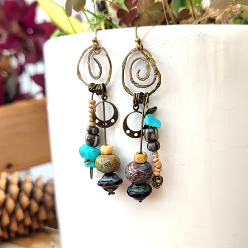 Quel beau cadeau pour femme que ces superbes boucles d'oreille expressives !!!! : "echos de vie"