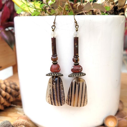Merveilleuses boucles d'oreille zen avec cabochons de montana agate !!!!: "préciosité particulière"