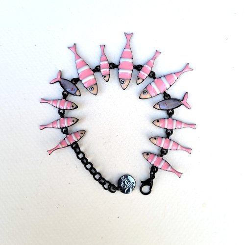 Un bracelet vintage lol avec breloques poissons en émail, pour maman  ... : "sardines de cocagne"
