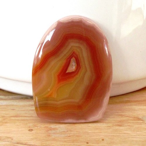 Remarquable cabochon en laguna agate de mexico  : pierre de designer ,  38 x 29 x 2 mm pour la confection de bijoux