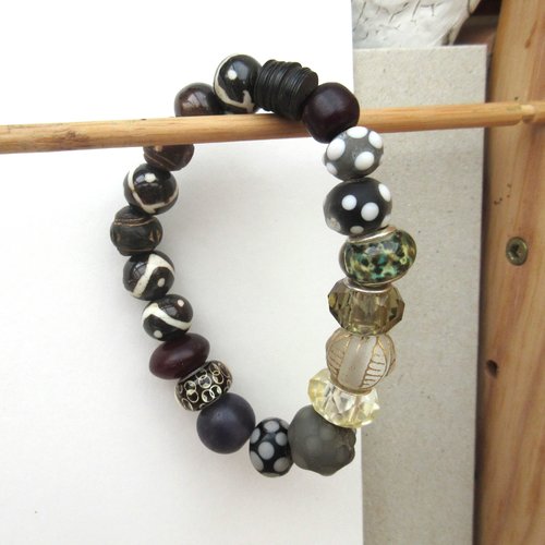 Un bracelet boho chic citadin avec lampworks artisanales : "une escapade de liberté !!!!!"