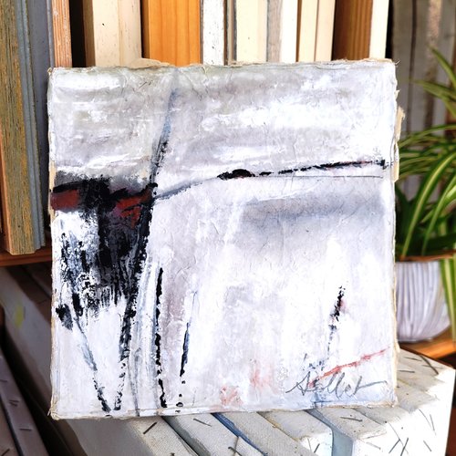 Gouache abstrait lyrique sur papier tibétain  : "informel 2"