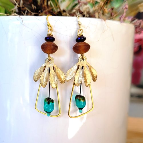 Des  boucles d'oreille romantiques, ethniques avec lampworks artisanales !!!!: "douceur poétique"