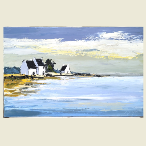Peinture originale marine - bretagne- à l'huile au couteau sur toile de lin : "echos bretons "