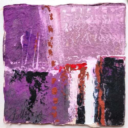 Gouache abstrait lyrique sur papier tibétain  : "informel 1"