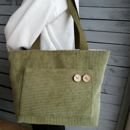 Sac fourre-tout velours vert