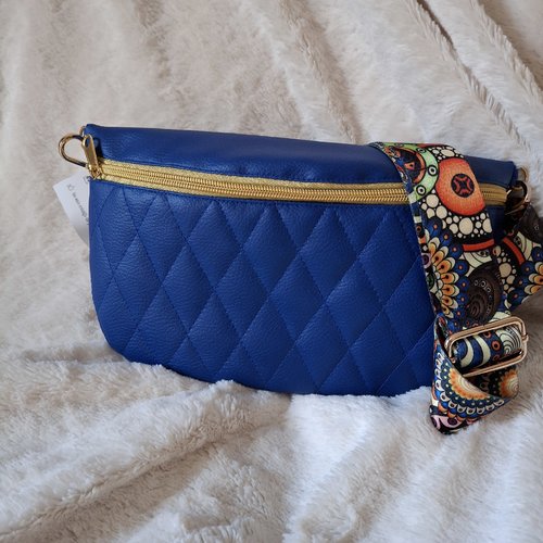Sac banane simili cuir bleu