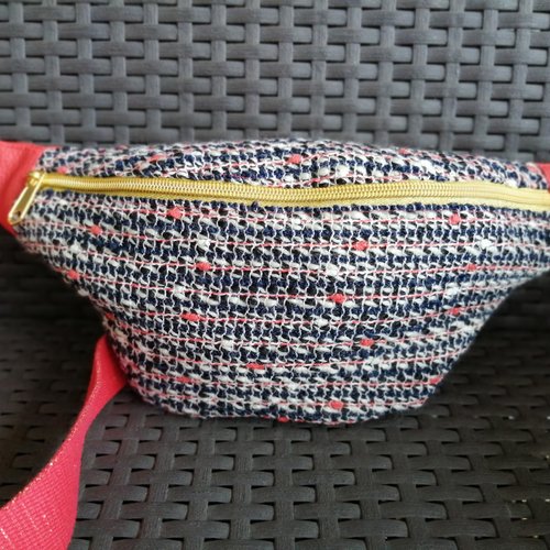 Sac banane tissu simili cuir rouge