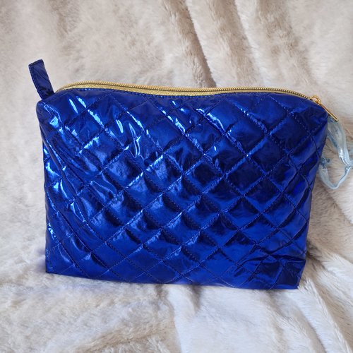 Trousse de voyage matelassé bleue