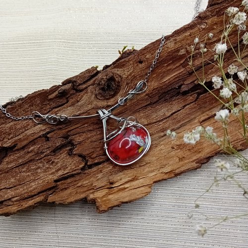 Bijoux rougeoyant unique, collier acier inoxydable, bijoux femme idéal pour un cadeau