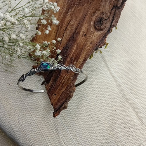 Bracelet  bleuet ,bracelet en acier inoxydable, fait a la main
