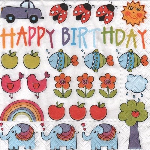Serviette en papier "happy birthday multicolore"