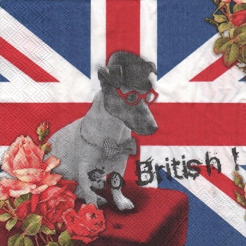 Serviette en papier "petit chien so british"