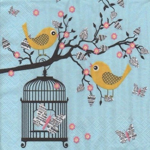 Serviette en papier "oiseaux en liberté"