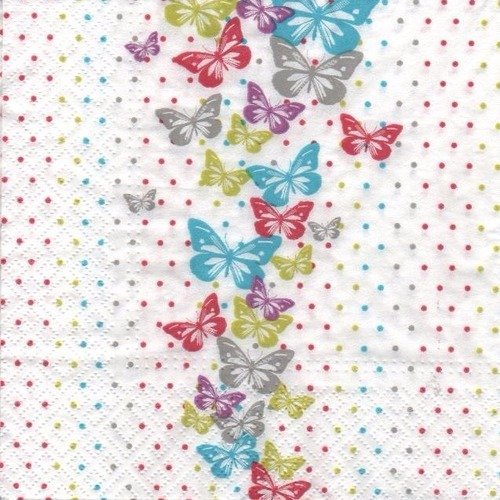 Serviette en papier "nuée de papillons en couleur"