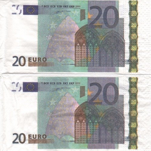Serviette en papier "billet 20 euros"
