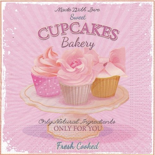 Serviette en papier "cupcakes bakery - rose"