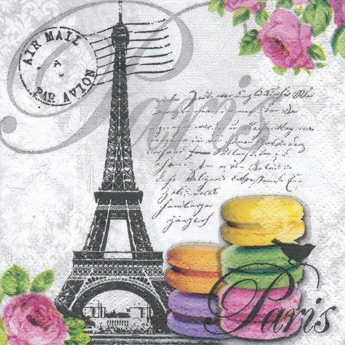 Petite serviette en papier "paris et macarons"