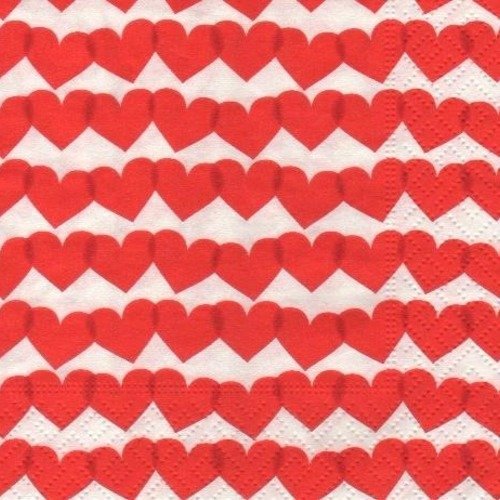 Petite serviette en papier - thème romantique "coeurs rouges"