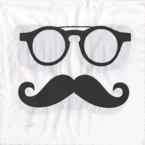 Serviette en papier "moustache et lunette noire"
