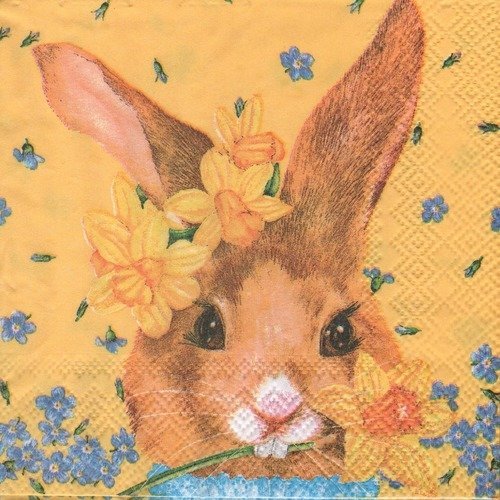 Petite serviette en papier "funny rabbit yellow"